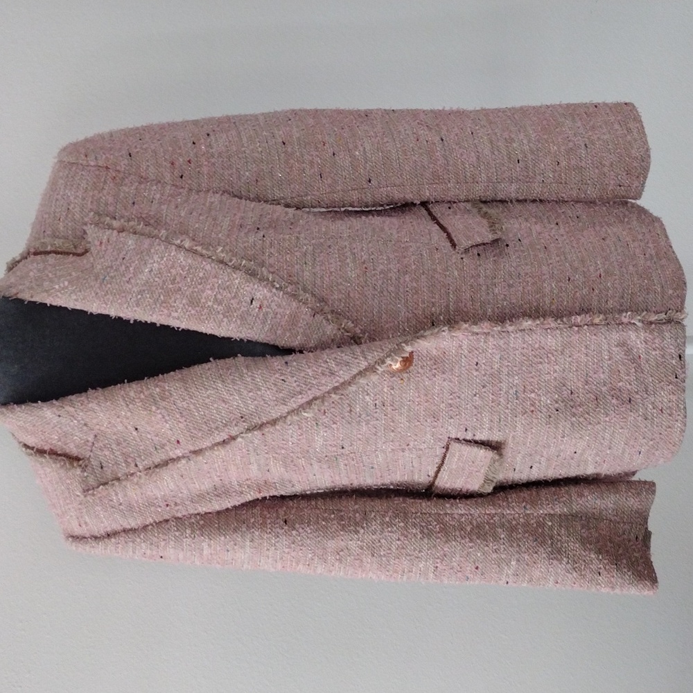 KOBI HALPERIN Fiorellie Fray Tweed Jacket With Chain Trim. Size M - Picture 4 of 16